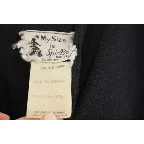 Vintage Black Dress Flared Stripe Pattern Insert 1960s Flight Attendant Uniform - Picture 6 of 10